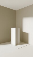 Minimalistic box in empty room space