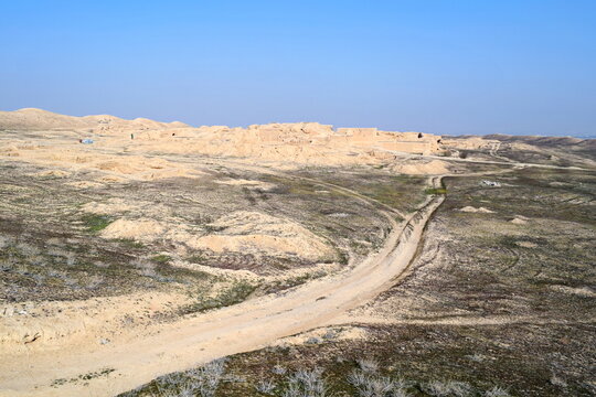 View of the ancient Parthian site of Nisa. Near Ashgabat. Turkmenistan. 2 February 2025. Winter.
