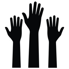 Obraz premium Three Raised Hands Silhouette Illustration Symbolizing Participation or Support in Solidarity