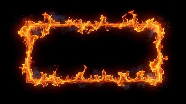 Dynamic fiery frame for captivating animations and intense visual effects on a black backdrop