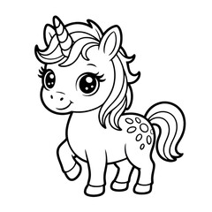 Naklejka premium Adorable Glitter Unicorn Illustration Kawaii Pony Design