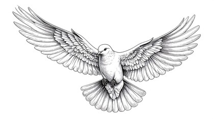 Obraz premium Graceful white dove in flight
