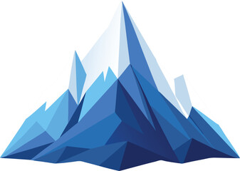 Geometric Mountain Peak Logo, Abstract Blue Low Poly Vector Icon