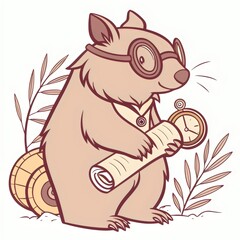 Fototapeta premium Professor Wombat: Time-Travelling Scholar