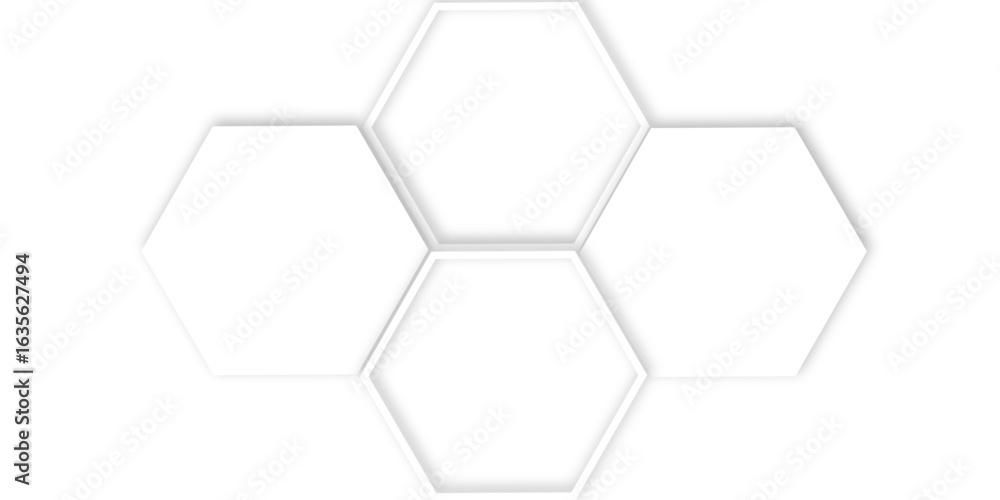 Poster futuristic 3d white light out line hexagon geometric structure featuring abstract polygonal honeycom