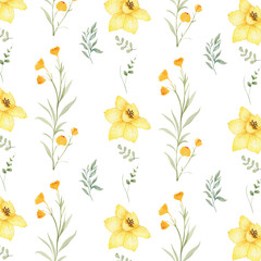 seamless pattern with yellow flowers
