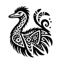 Obraz premium Symbolic Bird Illustration with Ethnic Motifs