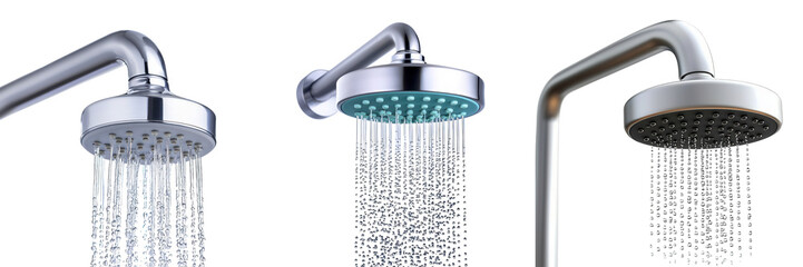 A shower with flowing water drop