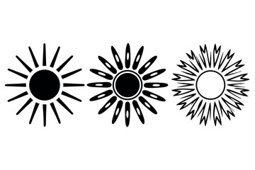 Three distinct radial sunburst graphic designs with vibrant color options
