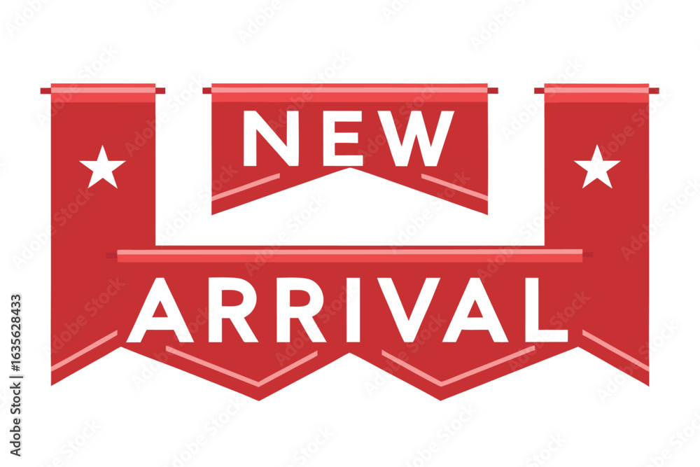 Aufkleber three vertically oriented red ribbon banners with graphic design elements