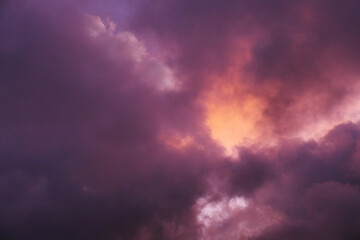 Beautiful vibrant sky and clouds during twilight hour