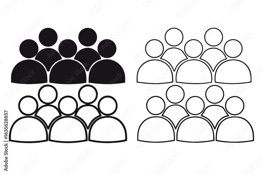 Poster collection of six simple user profile icons in two rows