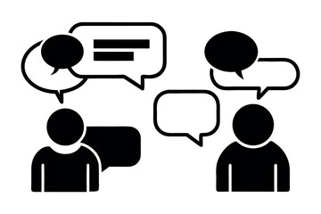 Two people interacting in a set of modern icons
