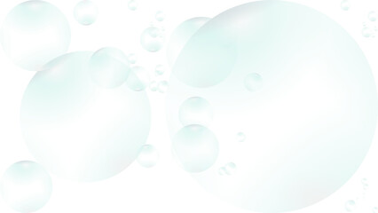 Transparent floating soap bubbles in white background ideal for clean PNG compositions, overlays,...