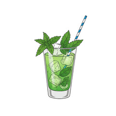 mojito cocktail on white background