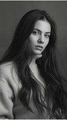 Fototapeta premium Portrait of a girl in black and 
