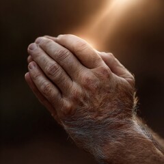 Fototapeta premium A close up of a person's hands with the sun shining through them.