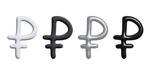 3d russian ruble currency symbol set Single element for design