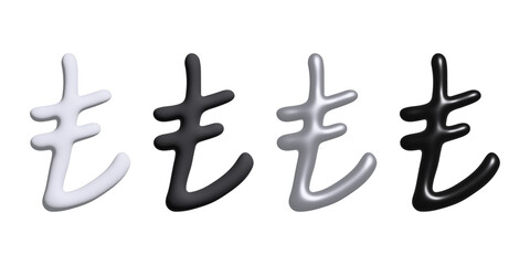 Obraz premium 3d turkish lira currency symbol set Single element for design