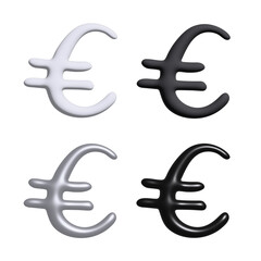 3d euro currency symbol set Single element for design
