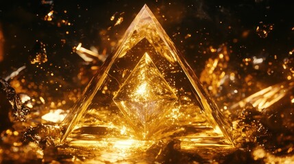 Golden pyramid, ethereal, radiant