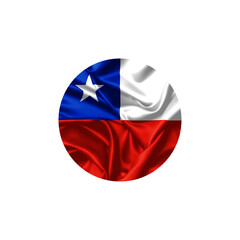 Chile Flag in Circular Design with Fabric Fold Texture