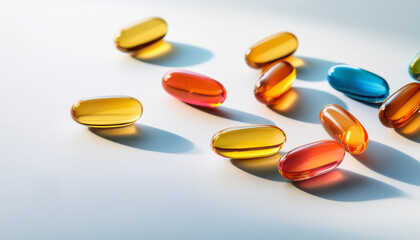 Minimalist Colorful Omega-3 Capsules for Advertising and Product Pages