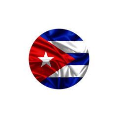 Cuba Flag in Circular Design with Fabric Fold Texture