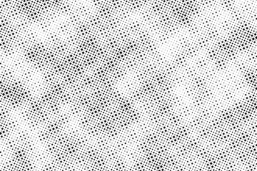 Grunge halftone gradient background. Faded grit noise texture. White and black sand wallpaper. Retro pixelated backdrop. Anime or manga style comic overlay. Vector graphic design textured template.