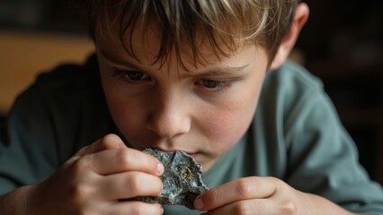 The boy carefully studied the scene