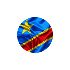 Democratic Republic of Congo Flag in Circular Design with Fabric Fold Texture