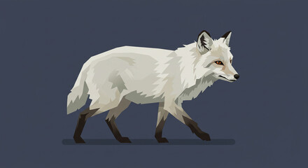Obraz premium Arctic Fox in Low-Poly Style: Elegant Geometric Wildlife Illustration.