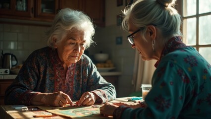 Close up of elderly people's warm interaction