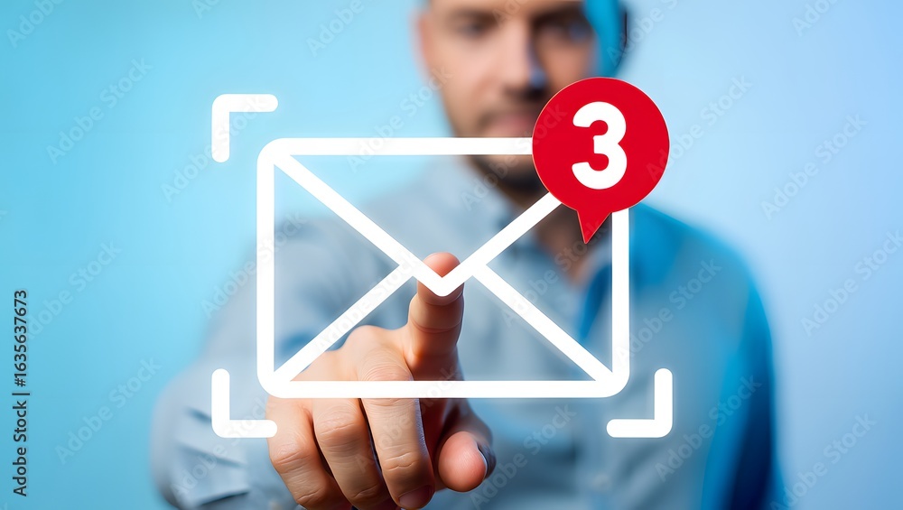 Poster new email notification concept for business e-mail communication and digital marketing. inbox receiv