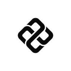 Abstract black interlocking geometric shape on white background