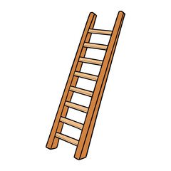 A sturdy wooden ladder with smooth rungs and natural finish, perfect for reaching high places safely. Classic design blends durability with rustic charm.
