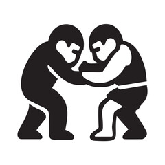 Ssireum icon with two wrestlers for traditional Korean wrestling sport
