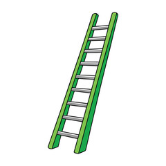A sturdy green ladder, perfect for reaching high spots with safety and style. Its vibrant color adds a fresh touch, making it both functional and visually appealing.
