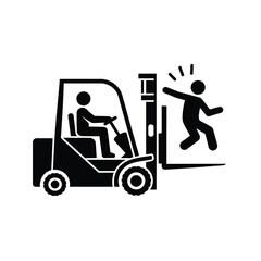 Forklift accident warning symbol with person being hit