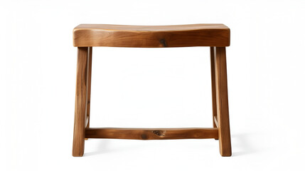 Rustic wooden stool isolated on old home seat dark on transparent background