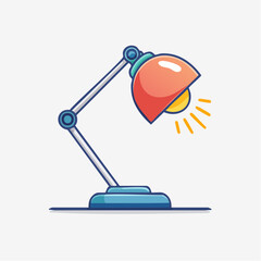 Modern Minimalist Desk Lamp Icon with Flat Design and Clean Lines - Simple Solid Color Accent Lighting Symbol