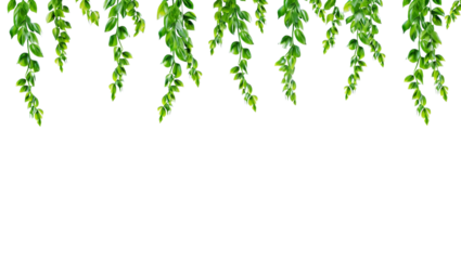 Fresh Greenery's Gentle Cascade: A delicate dance of life unfolds as lush, vibrant green leaves gently cascade downwards, creating a tranquil and refreshing aesthetic.