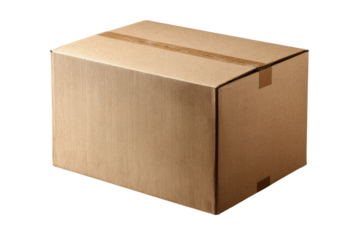 A cardboard box is sitting on a white background