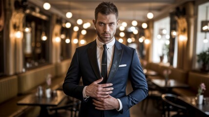 Fototapeta premium Portrait of dirty costume businessman
