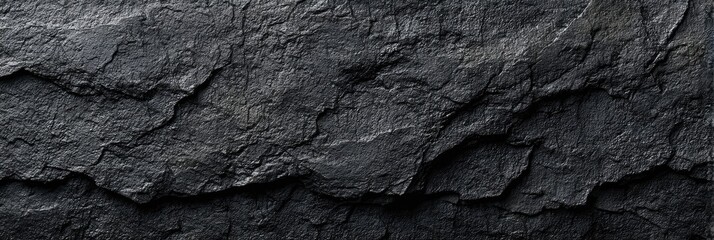 Close-up view of dark gray stone surface with textured layers