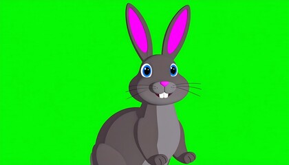 Obraz premium Cartoon rabbit on green screen