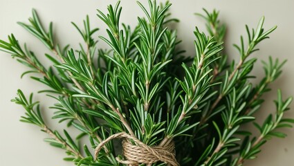 Fototapeta premium Bundle of Fresh Rosemary Sprigs Tied with Twine