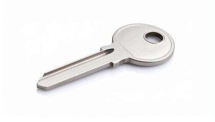 A silver key isolated on white&mdash;symbol of access, control, and the quiet promise of entry or exclusion.