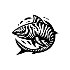 Fototapeta premium Striking shark illustration isolated on white background, showcasing marine wildlife