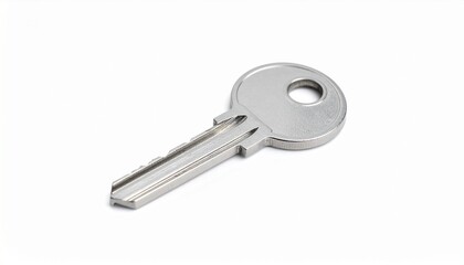 A silver key isolated on white&mdash;symbol of access, control, and the quiet promise of entry or exclusion.